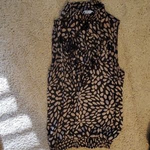 Black & Tan Print High Neck Top
